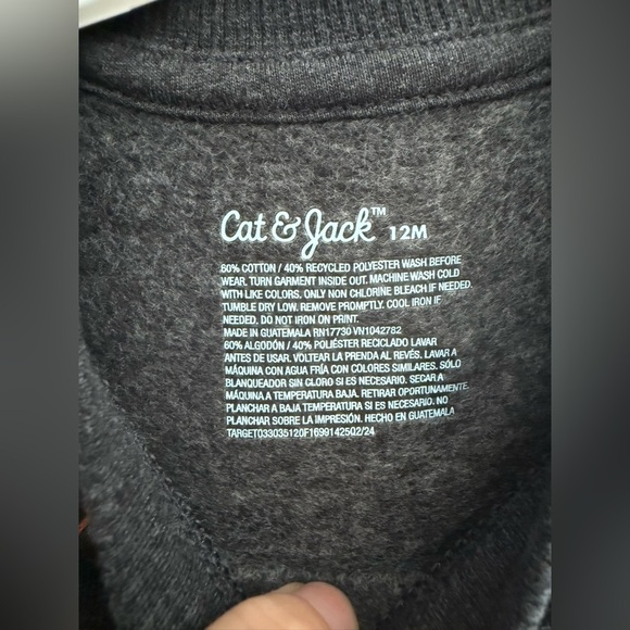 Cat&Jack Halloween Monsters Spooky Matching Set Kids SZ 12M Grey Fleece Lined - Picture 3 of 5